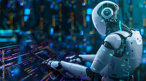 Digital representation of AI Artificial intelligence chatbot welded or connected to the computer motherboard  - Generated by Generative AI