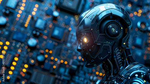 Digital representation of AI Artificial intelligence chatbot welded or connected to the computer motherboard  - Generated by Generative AI