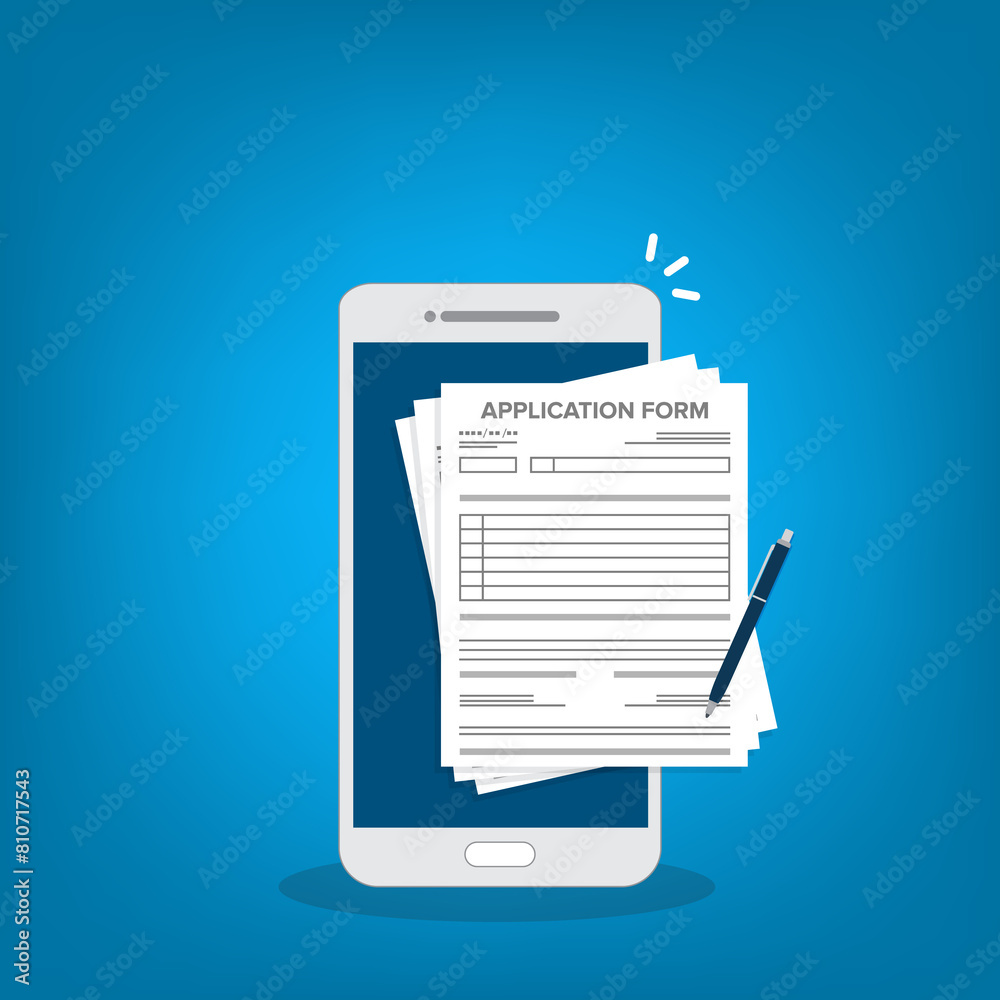 Online application form. Claim form, paperwork concepts. Online application form. Claim form, paperwork concepts.