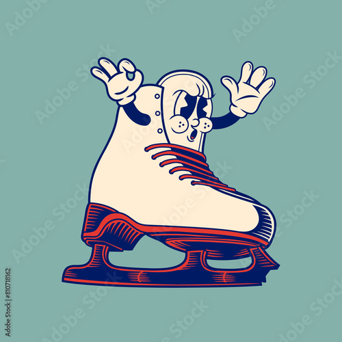 Retro character design of ice skates