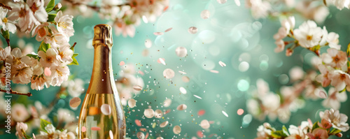 Celebratory Champagne Amid Blossoms