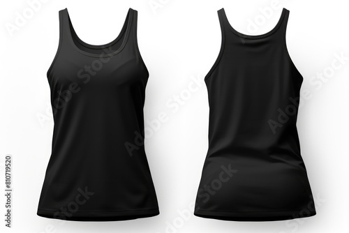 black tank top seen front and back for mockup. woman tank top photo