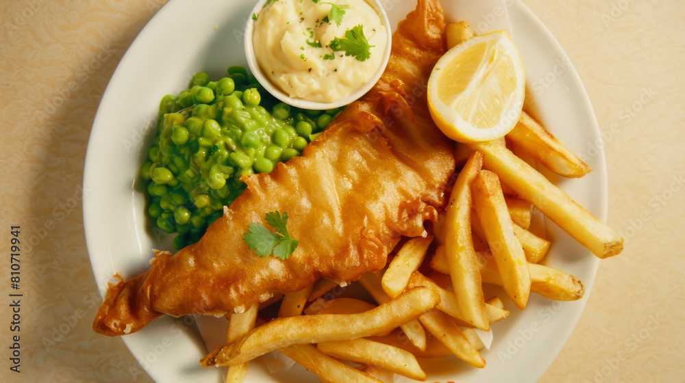 Golden Hour Fish and Chips Dinner Setting Golden Hour Fish and Chips Dinner Setting