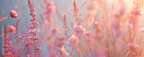 Sunset Glow over Mystical Blossoms