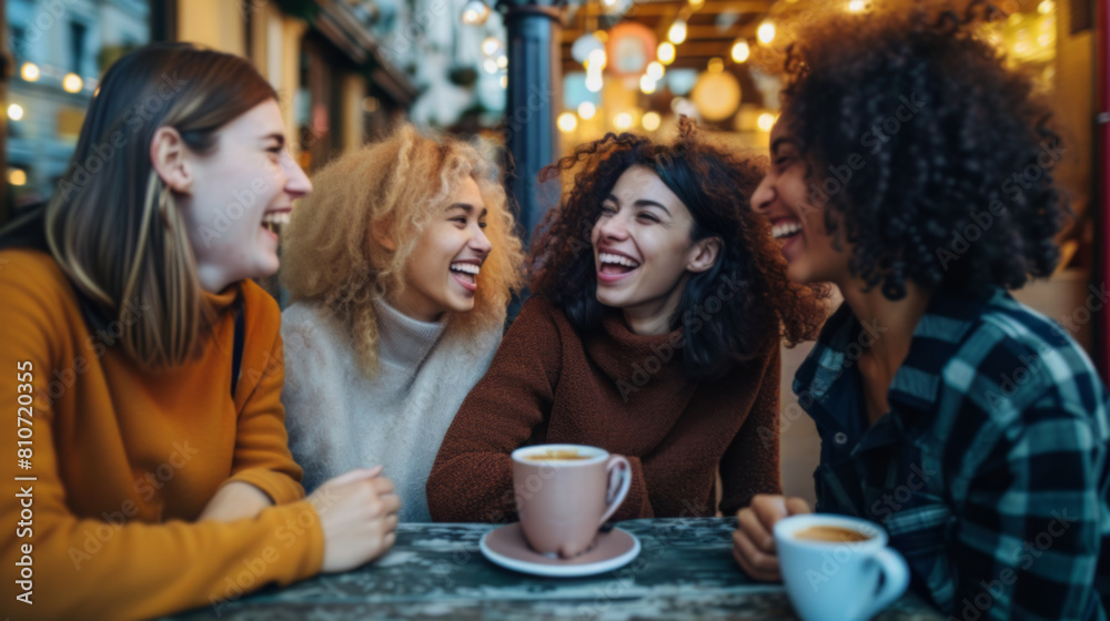 Joyful Friends at Coffee Shop