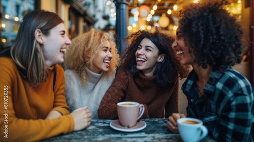 Joyful Friends at Coffee Shop