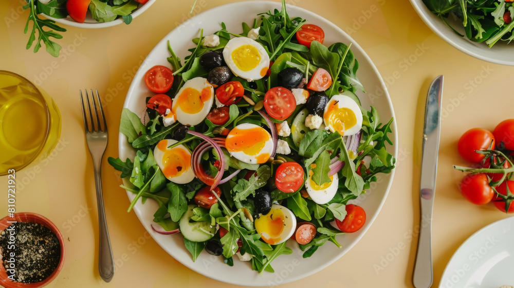 Colorful Nicoise Salad Served on a White Plate Colorful Nicoise Salad Served on a White Plate