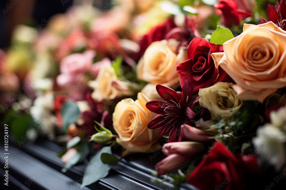 Obraz premium Sad bury ceremony at old cemetery church funeral farewell rest in peace Generative AI picture