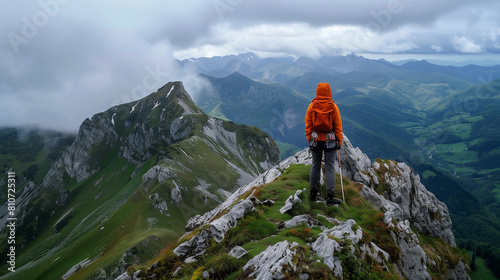 hiker on top of mountain