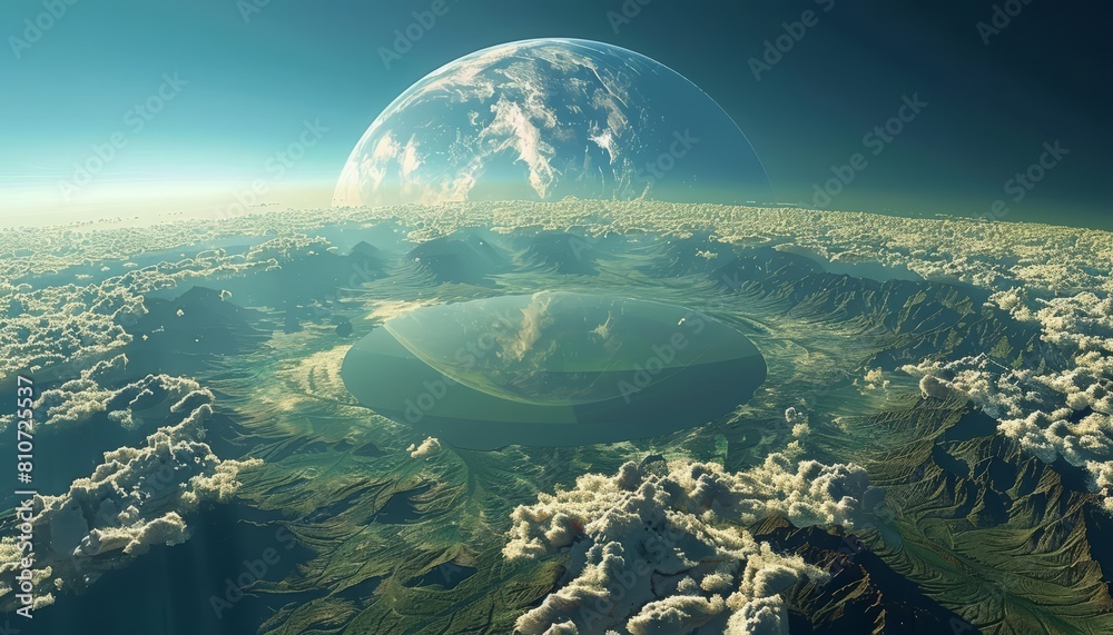 A terraformed world uses giant mirrors in orbit to redirect sunlight