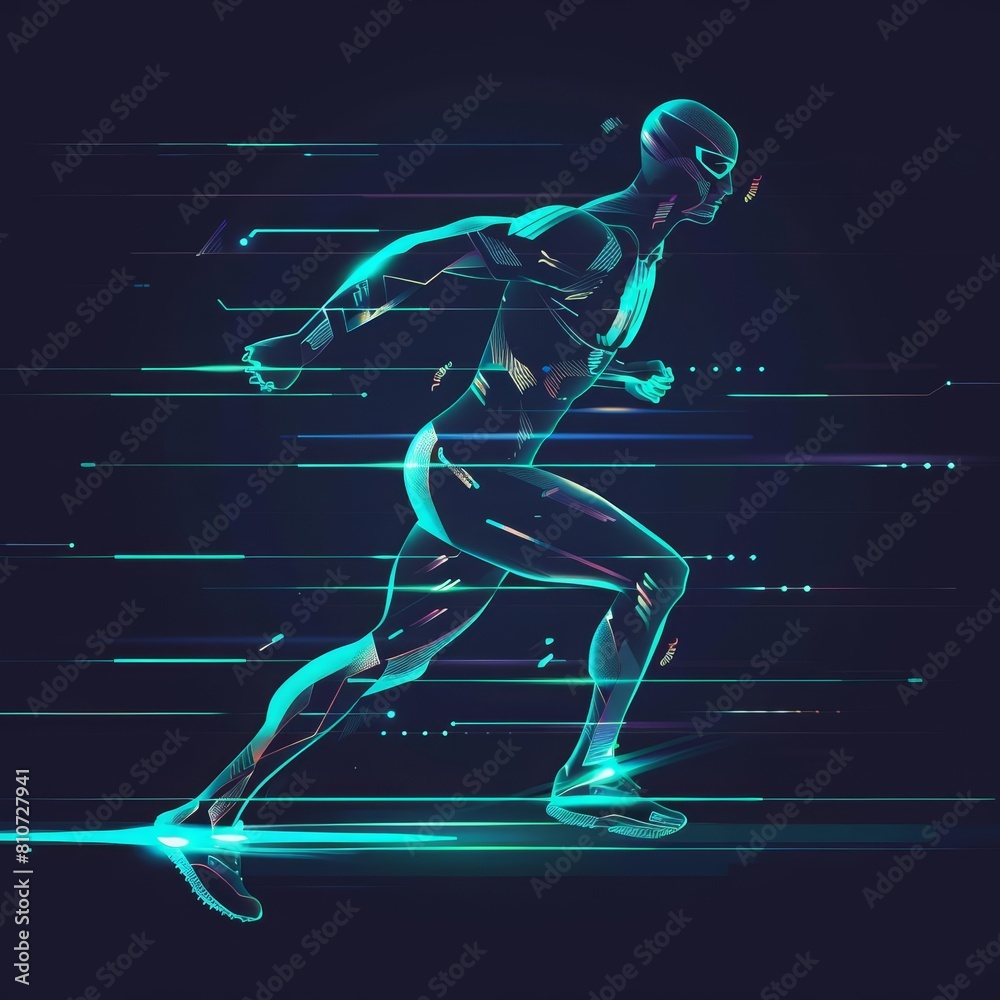 Abstract banner of personal fitness in futuristic styles, promoting health and wellness, banner best copy space
