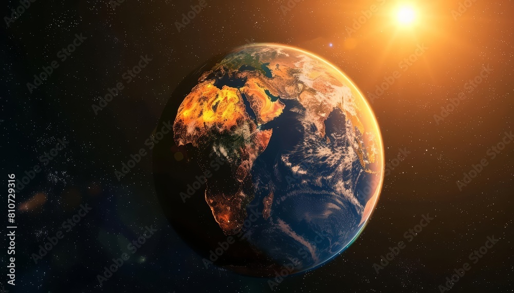 Obraz premium An exoplanet dedicated to agriculture manipulates its orbit artificially to maximize sunlight for photosynthesis, boosting crop yields