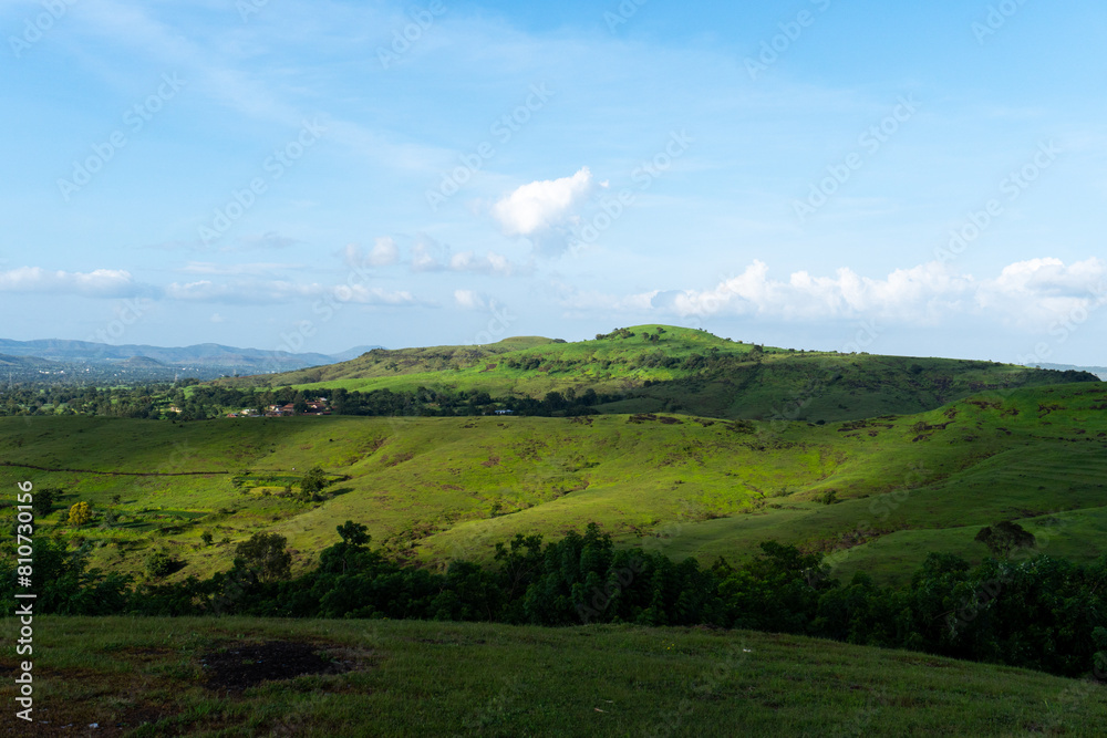 Fototapeta premium landscape with hills and blue sky