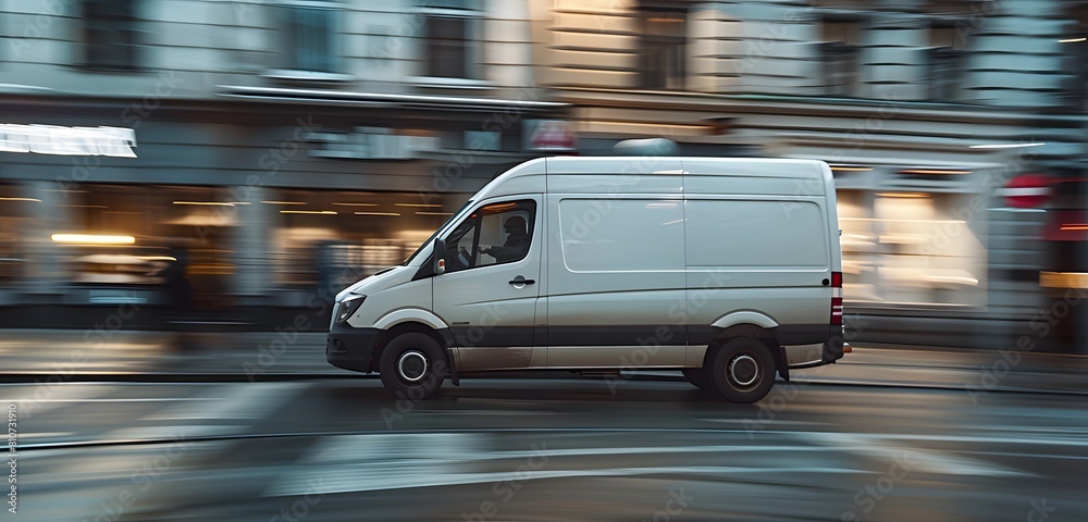 Delivery van on the road