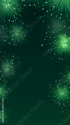 Fireworks on green background