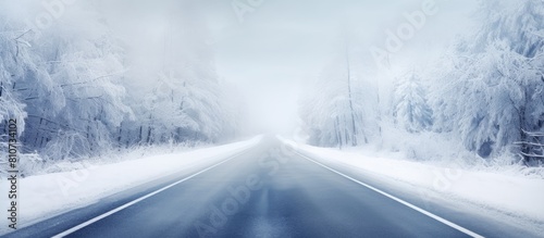 Winter road from a top view perspective with copy space image photo