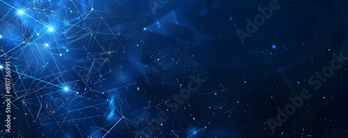 Blue technology background with network connections and digital data connection, web banner design for tech online site or social media promotion of product service on the dark blue background. . glow