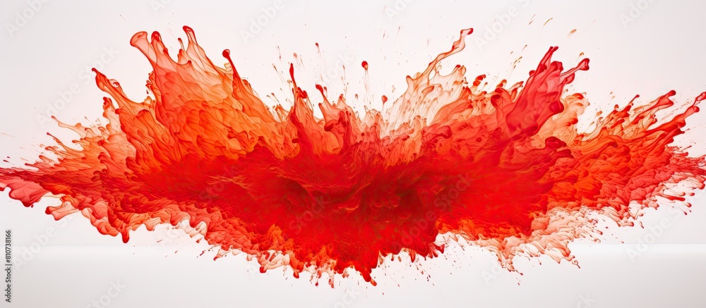 An abstract image portraying a vibrant red fire explosion with a white background providing plenty of copy space An abstract image portraying a vibrant red fire explosion with a white background providing plenty of copy space