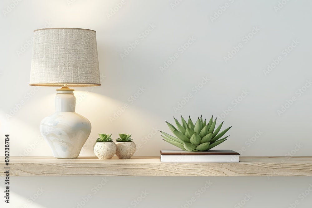 Minimalist Home Office Shelf with Lamp and Potted Plants
Minimalist Home Office Shelf with Lamp and Potted Plants