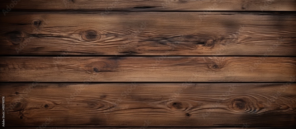 A horizontal wooden background with a dark texture provides an empty surface offering ample space for a design or copy space image