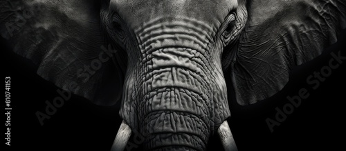 The monochrome background complements the unique texture of the elephant s skin creating a captivating copy space image