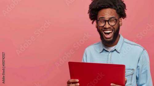 Smiling Man with Digital Tablet photo