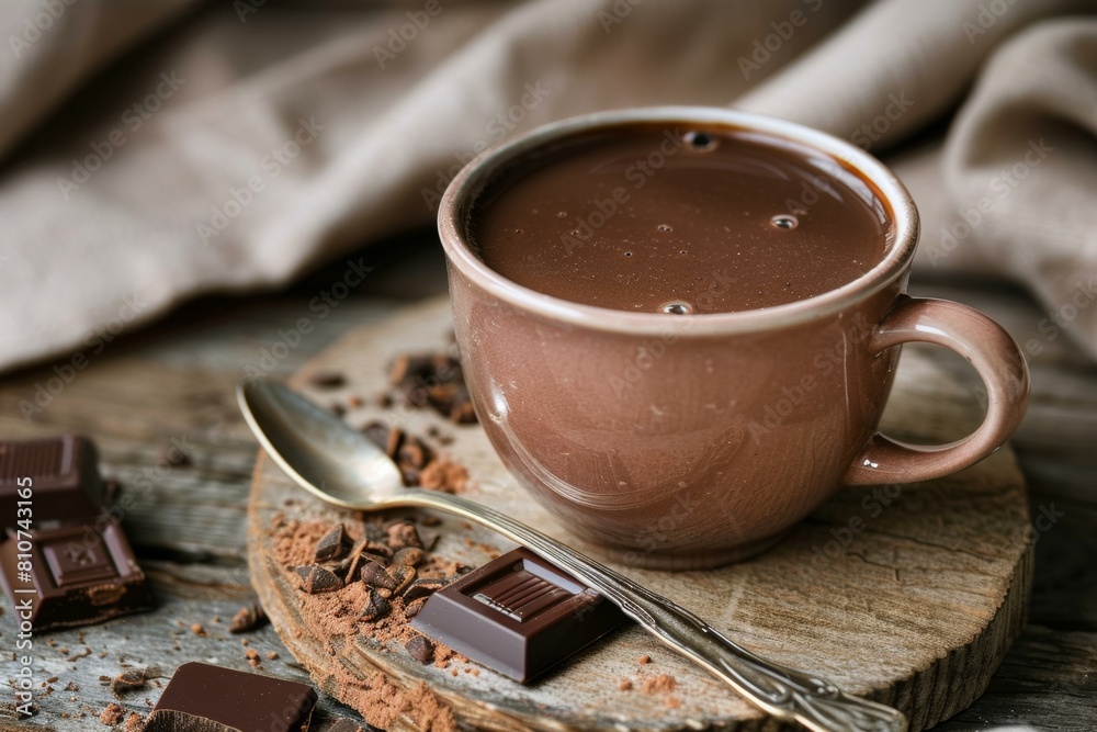 Rich Hot Chocolate in a Ceramic Mug with Dark Chocolate Pieces
Rich Hot Chocolate in a Ceramic Mug with Dark Chocolate Pieces