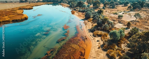 Aerial drone view of the colours and textures of Lake Dimboola photo