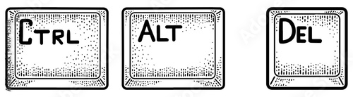 Control Alt Delete keys sketch PNG illustration
