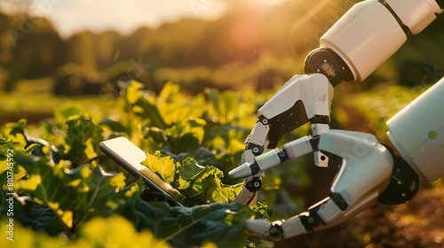 Robot using AI technology on smart pad to improve farming efficiency and agricultural processes - Generated by Generative AI