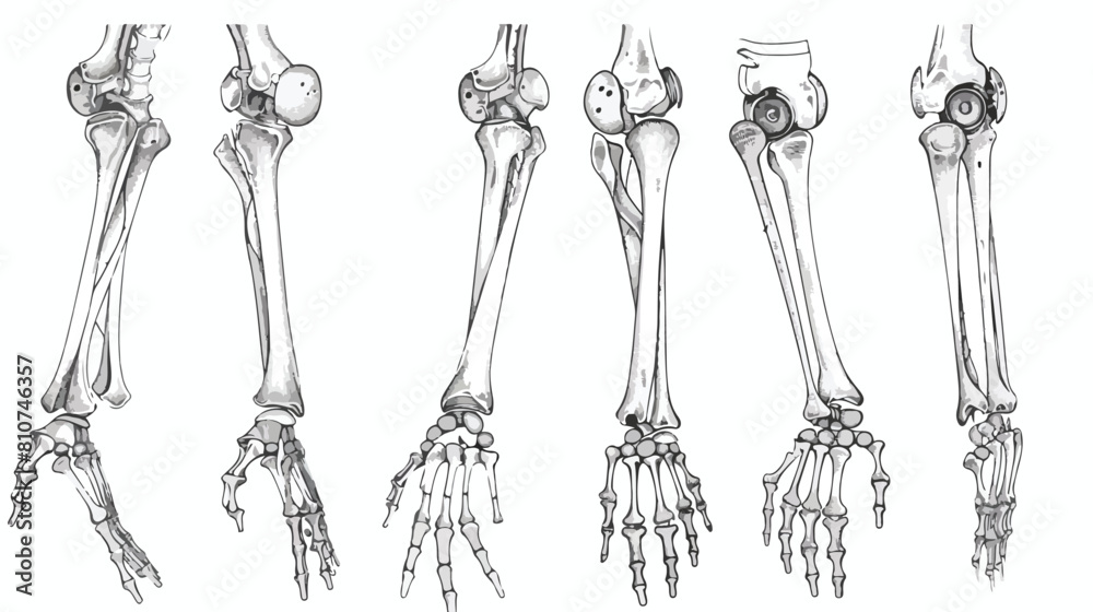 Four of fractured bones and limbs fixed with metal