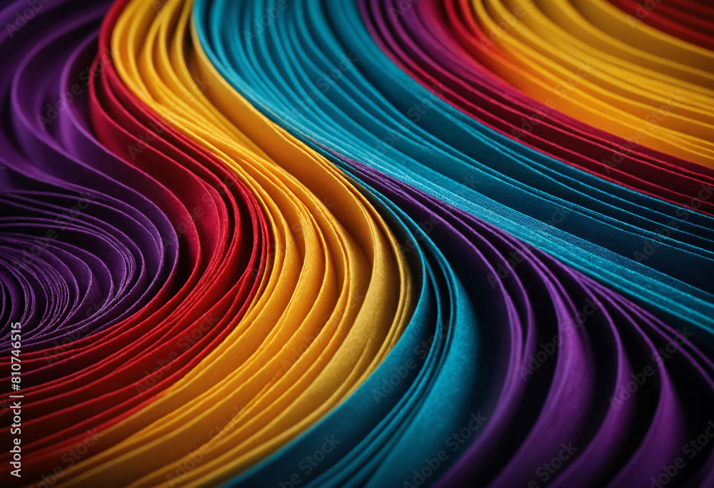 Vibrant, colorful waves flowing across a sleek fabric background, ideal for energetic and lively graphic designs Vibrant, colorful waves flowing across a sleek fabric background, ideal for energetic and lively graphic designs