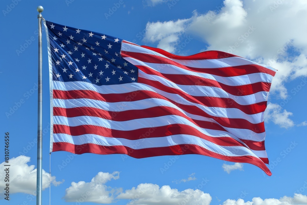 Fototapeta premium american flag waving in the wind , the Stars and Stripes, Old Glory, the Star-Spangled Banner