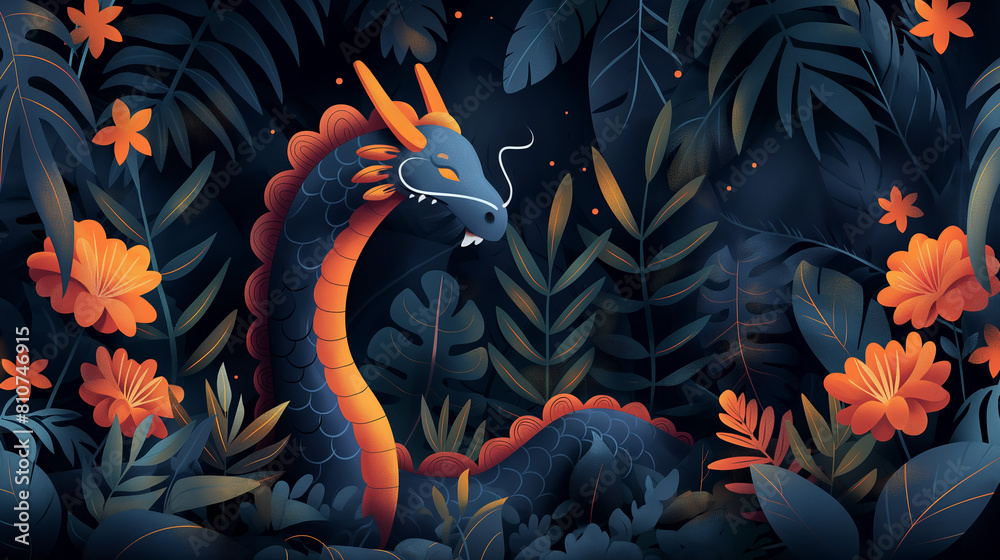 The mystical creature dragon blends in perfectly with the lush foliage, showcasing a harmonious coexistence between nature and fantasy. The mystical creature dragon blends in perfectly with the lush foliage, showcasing a harmonious coexistence between nature and fantasy.