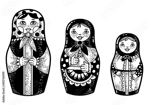 Matryoshka doll sketch PNG illustration