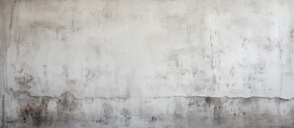 A vintage concrete wall with a white paint texture serves as a background featuring a retro pattern and offering copy space for a banner