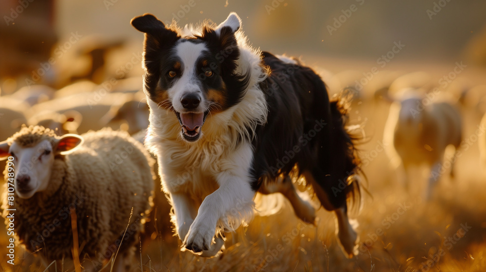 Precision in Motion: Border Collie Herding with Grace