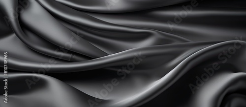 Abstract background design featuring a luxurious cloth fabric texture in shades of beautiful elegant dark silver grey or black satin silk with ample copy space for images