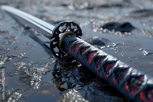 a sleek and deadly Katana sword with intricate details and patterns