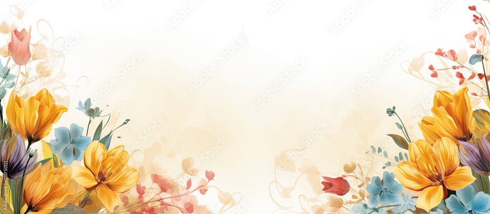 Abstract floral border with flower background and spring lettering perfect for copy space image Abstract floral border with flower background and spring lettering perfect for copy space image