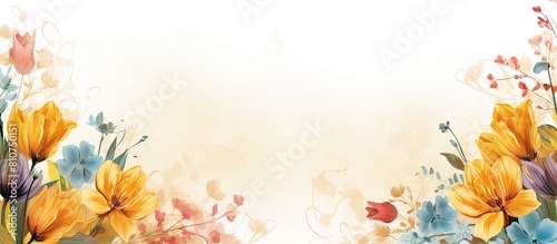 Abstract floral border with flower background and spring lettering perfect for copy space image