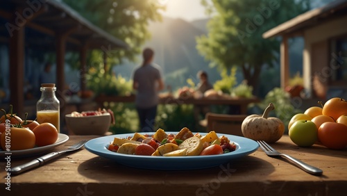 World food safety day with a vibrant outdoor feast, different dish recipes on the table photoshoot for an advertisement, a sunny background photo
