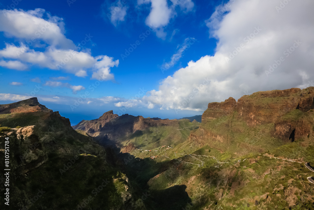 Obraz premium Amazing sunset landscape view to famous Maska canyon on Tenerife island Spain