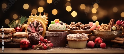 Festive treats traditionally enjoyed during the holiday season. Creative banner. Copyspace image