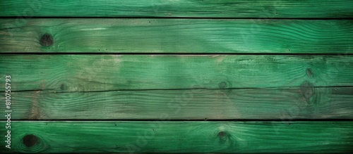 A copy space image of a green wooden plank surface seen from above perfect for background usage