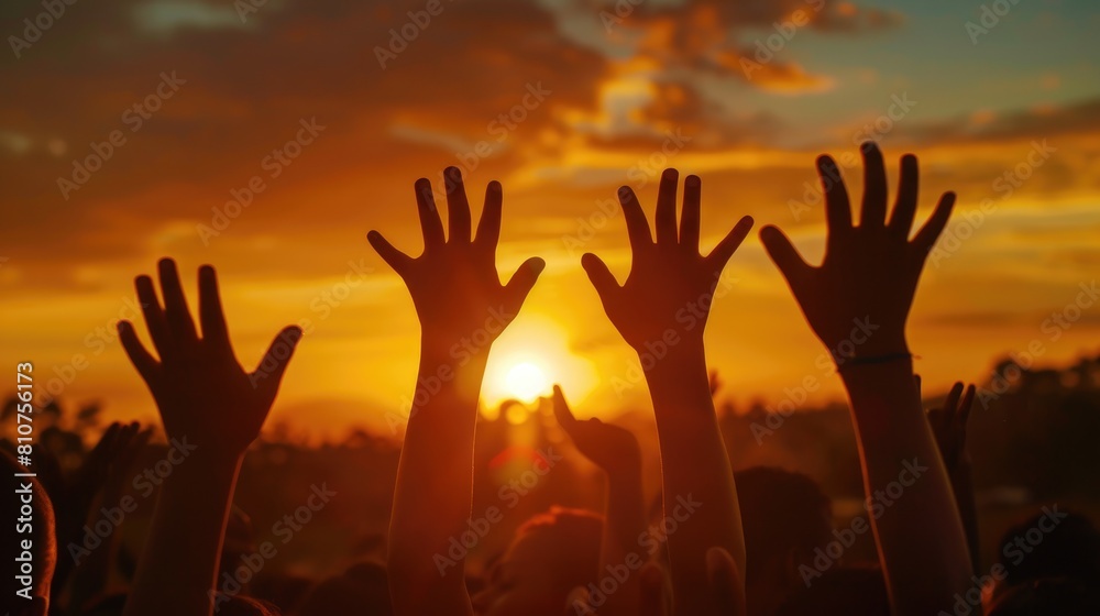 Hand Rises From Sun For Help On the sunset horizon hands outstretched reaching for the sun signaling ...