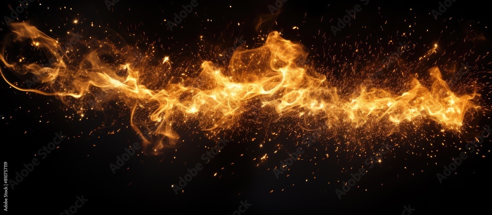 A Christmas fire spark with a black background providing ample copy space for image placement A Christmas fire spark with a black background providing ample copy space for image placement
