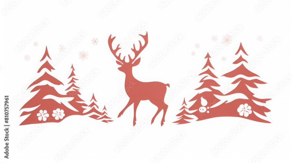 holiday themed papercut with snowflakes and reindeer holiday themed papercut with snowflakes and reindeer