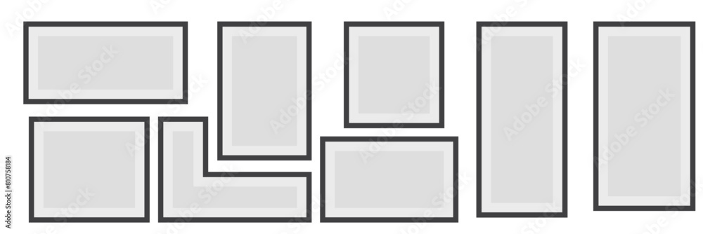 Photo frame. Vector isolated picture frame mockup with shadow on white background. Poster frame mockup. Vector  illustration. EPS 10