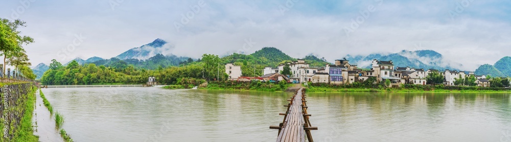 Ancient Towns, Ancient Buildings, and Rivers in the Mountainous Areas of Anhui Province, China 